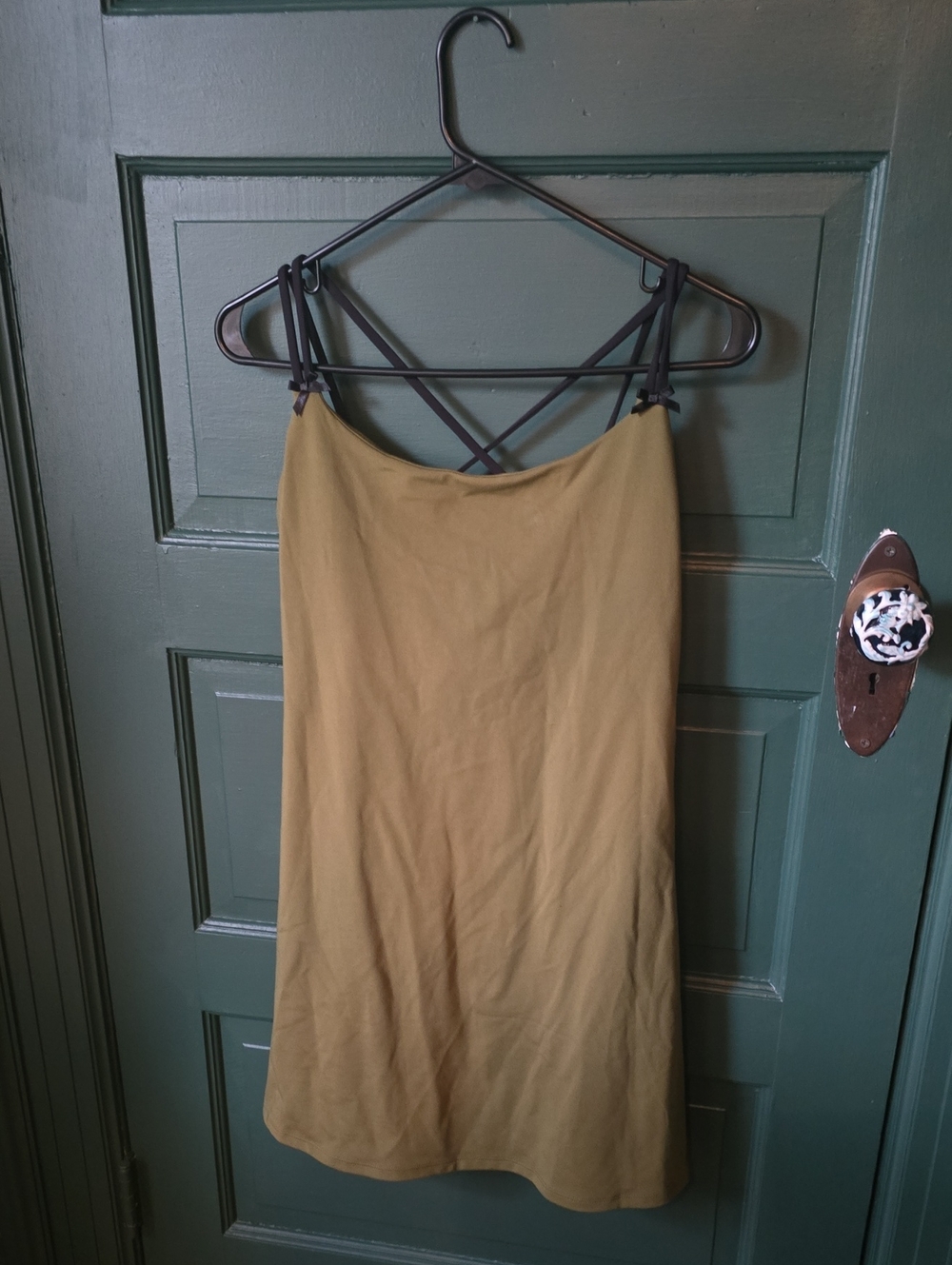 wild fable Olive Green Mini Dress with Crisscross Black Straps